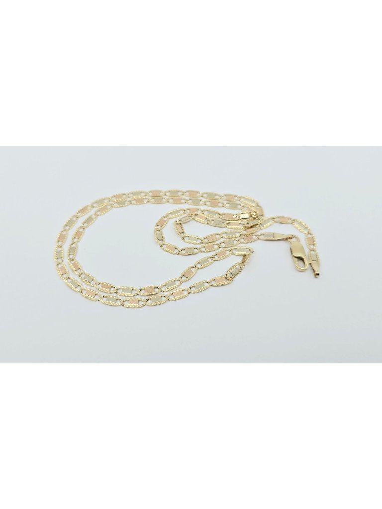 Unique 10k Tri Tone Multi Color Gold Diamond Cut Valentino Link Chain Necklace